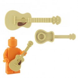 Lego Custom Accessoires Minifig BRICKFORGE Guitare accoustique (Tan - brown pickguard) (La Petite Brique)