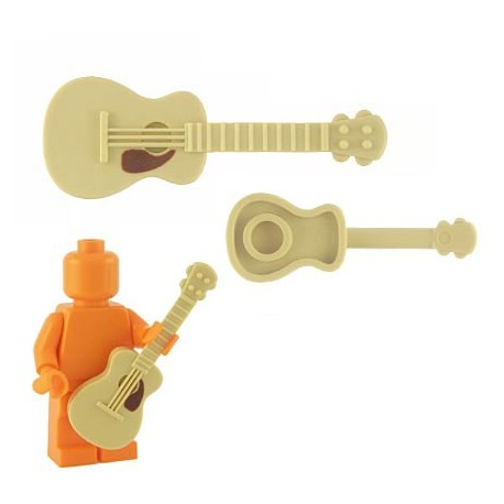 Lego Custom Accessoires Minifig BRICKFORGE Guitare accoustique (Tan - brown pickguard) (La Petite Brique)