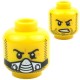 Yellow Minifig, Head Dual Sided Beard Stubble, Determined / Breathing Apparatus