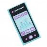 Medium Azure Tile 1 x 2 with Smartphone with Phone, Mail, Speech Bubble, Star, Flower, Note, Play Button and Sound Level