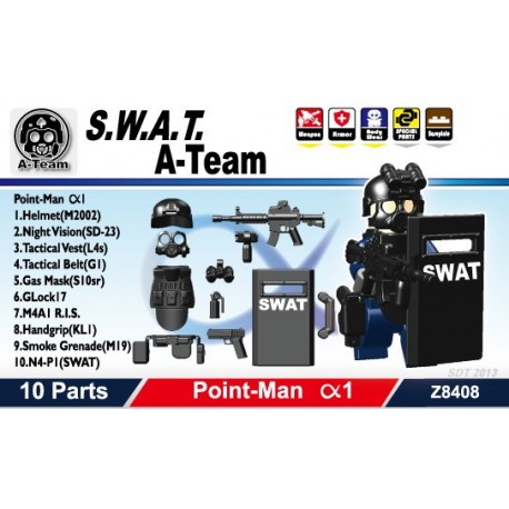 12 PCS Military / SWAT Items Gas Mask Vest Belt Weapons for Lego Minifigure