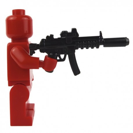 Lego Minifig Si-Dan Toys MP5A3 + TROS-BG5x + Silencer (noir) (La Petite Brique)