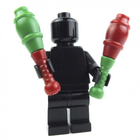 Lego Accessoires Minifig Custom BRICK WARRIORS Juggling Pin (2 : Rouge foncé + Vert) La Petite Brique