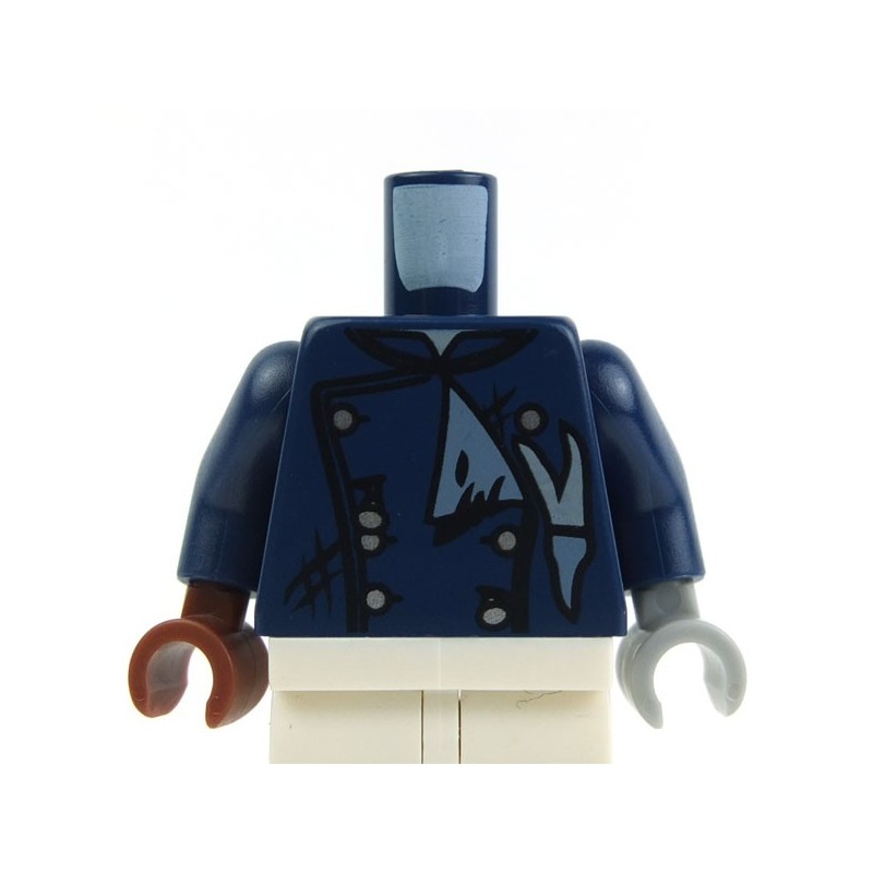 LEGO NEW MINIFIGURE TORSO DARK BLUE ADMIRAL NORRINGTON WITH FLESH HANDS 