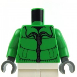 Bright Green Torso Winter Jacket, Silver Zipper