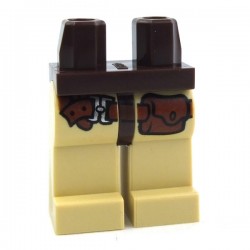 Lego Accessoires Minifig Jambes - ceinture, poche (Tan - Dark Brown) (La Petite Brique)