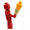 Lego Accessoires Minifig Cornet crême glacée 4 boules (Bright Light Orange) (La Petite Brique)
