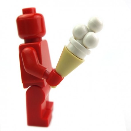 Lego Accessoires Minifig Cornet crême glacée 4 boules (Blanc) (La Petite Brique)