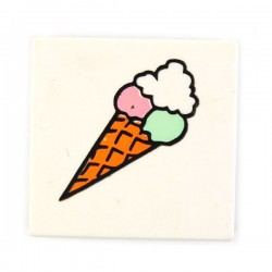 Tile 2 x 2 with Ice Cream Cone (White)