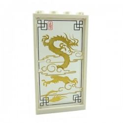 Trans-Clear Glass for Window 1x4x6 with Dragon + White Frame
