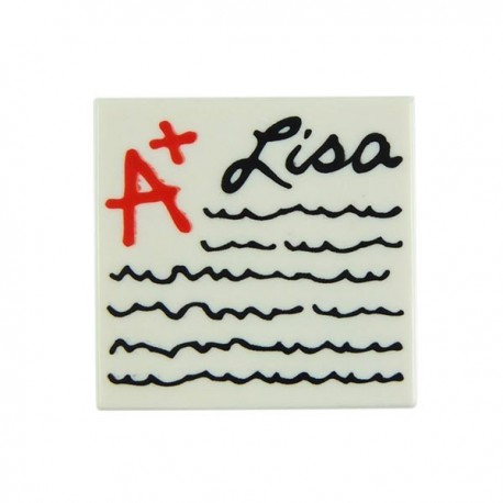 White Tile 2x2 "A+ Lisa" Writing Lines (The Simpsons)