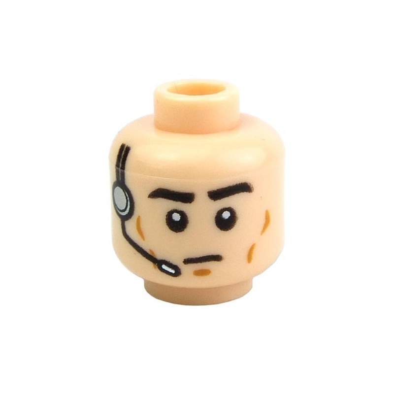 Lego New Light Flesh Minifigure Head Dual Sided Bushy Black Eyebrows 