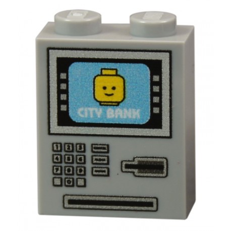 Lego Accessoires Minifig CUSTOM BRICKS Distributeur Automatique de Billets (Light Bluish Gray) (La Petite Brique)