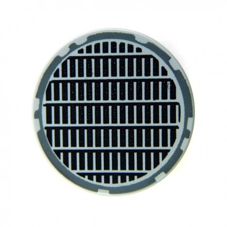 Lego Accessoires Minifig Tile Rond 2x2, Grille (Light Bluish Gray) (La Petite Brique)