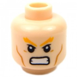 Light Flesh Head Dual Sided Bushy Orange Eyebrows, Cheek Lines, Frown - Angry﻿