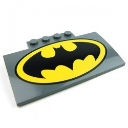 Lego Accessoires Minifig Logo Batman, pièce incurvée 5 x 8 x 2/3 (Dark Bluish Gray) (La Petite Brique)