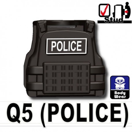 Lego Accessoires Minifig Si-Dan Toys Tactical Vest Q5 Police (Dark Black) (La Petite Brique)