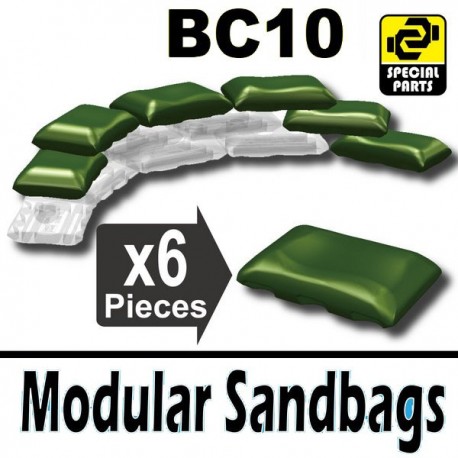 Lego Accessoires Minifig Si-Dan Toys 6 Sacs de sable BC10 (Vert Militaire) (La Petite Brique)