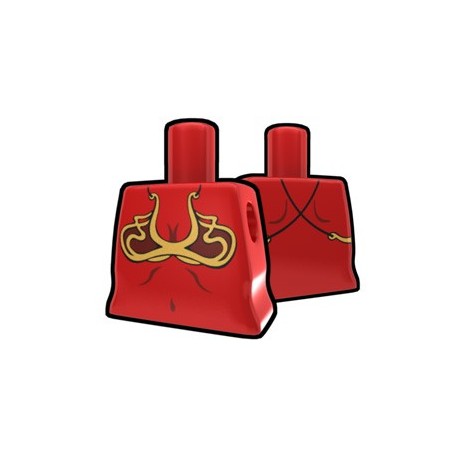 Red Curved Torso with Brass Brassiere